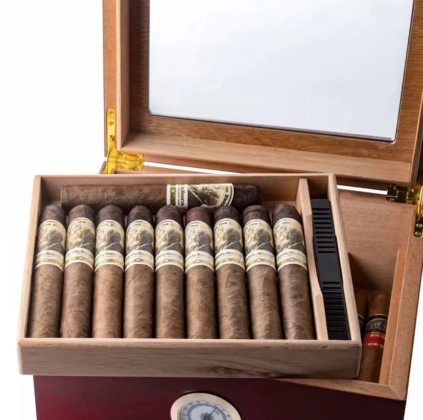 Wholesale Luxury Cedar Cigar Box Ziplock Custom Brand Storage Wooden Case Lock Cabinet Travel Home Mirrored Cigar Humidor