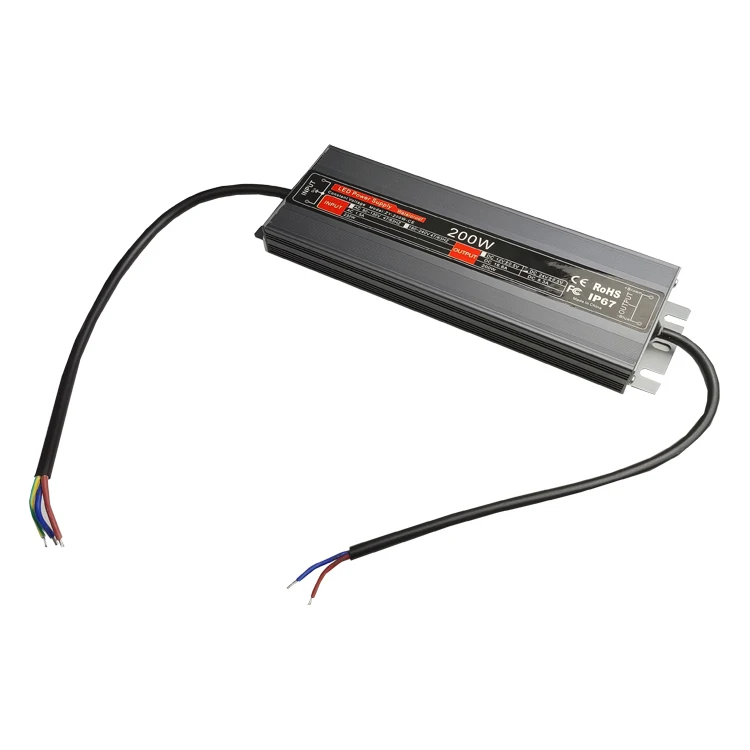 2024 Hot ultra-thin waterproof power supply IP67 200w DC12/24vAC110-220v led power supply