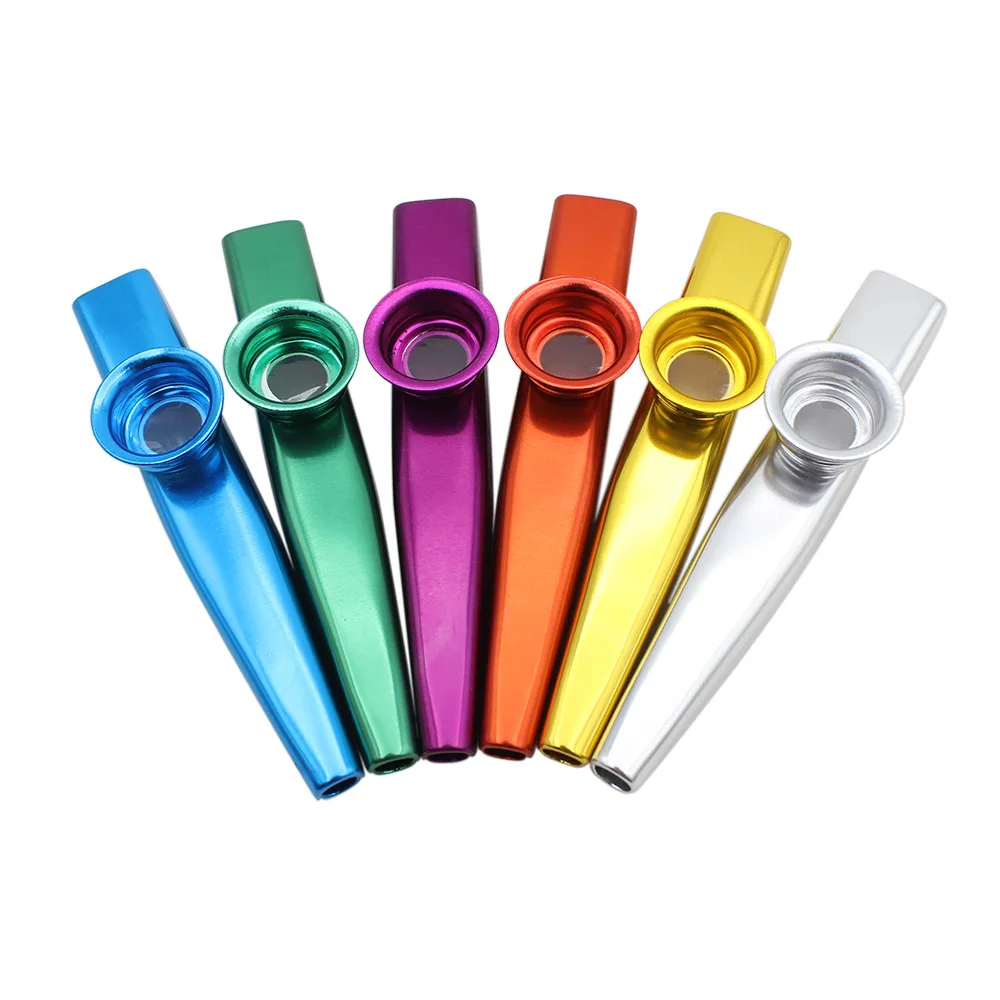 Amazon Hot Sale Party Beginner Gift Metal Toy Blowing Whistle With Flute Film Color Kazoo