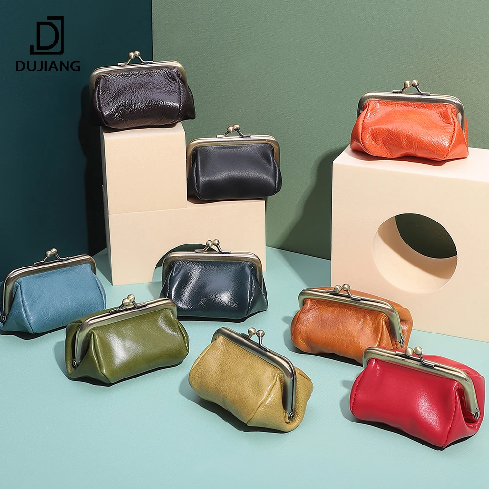  2021 Cute Money Pouch Genuine Leather Coin Purse Small Ladies Mini With Metal Closure