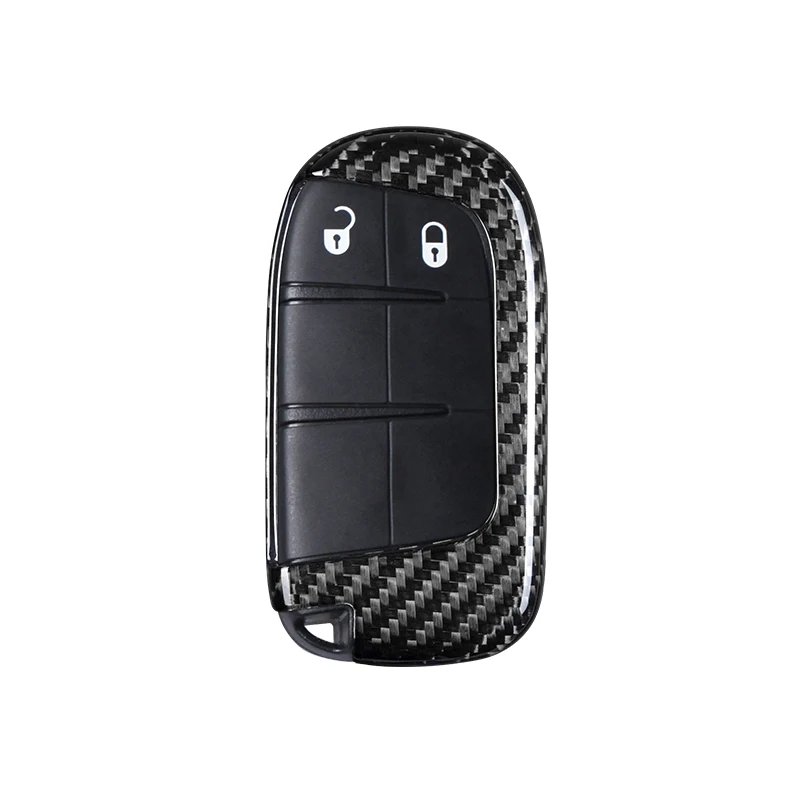 T-carbon Carbon Fiber Car Key Case For 2015-2021 Dodge Charger parts 17 challenger Hellcat JEEP Key Cover Decorated Car Key Bag