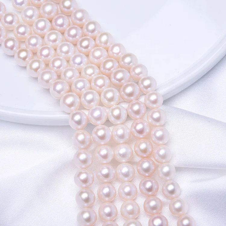 
SJ-PS0129 Loose Large 10-11mm Real Cultured Round Fresh Water Pearl Necklace Freshwater Pearl Strands For Jewelry Making 