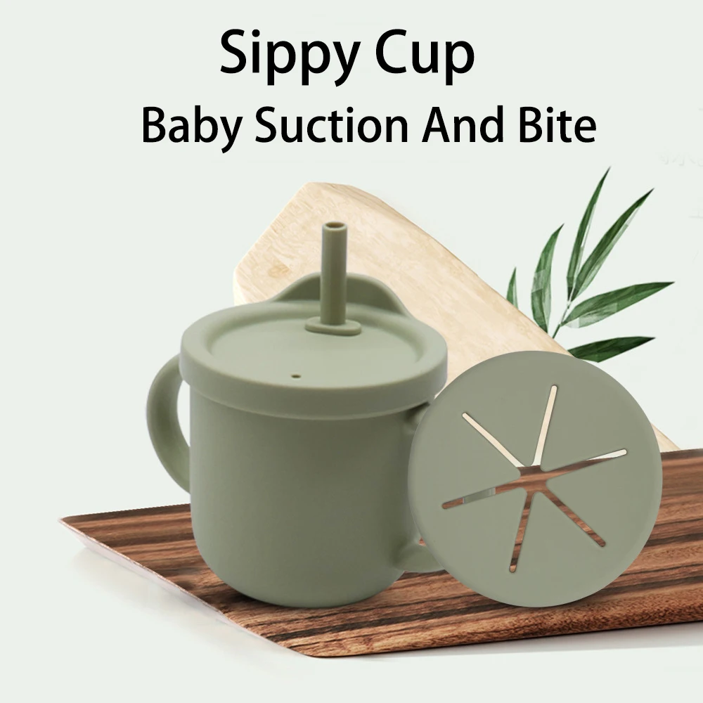 Toddler Snack Catcher Food Grade Collapsible Cup With Straw No Spill Food Baby Cups Foldable Silicone Snack sippy Cup