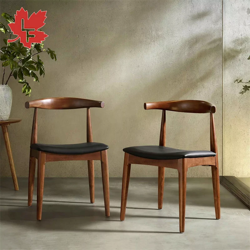 Оптовая продажа современный стул Hans Wegner из искусственной кожи с деревянной рамкой подушка для ресторанов обеденный подкладкой коровьего рога