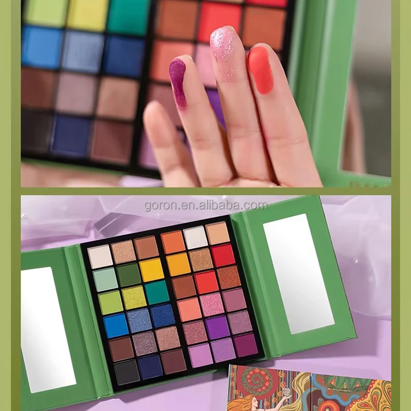 Wholesale Vegetarian Folding High gloss Plastic Disk Private Label Tribal Style 36 Color Waterproof eye shadow