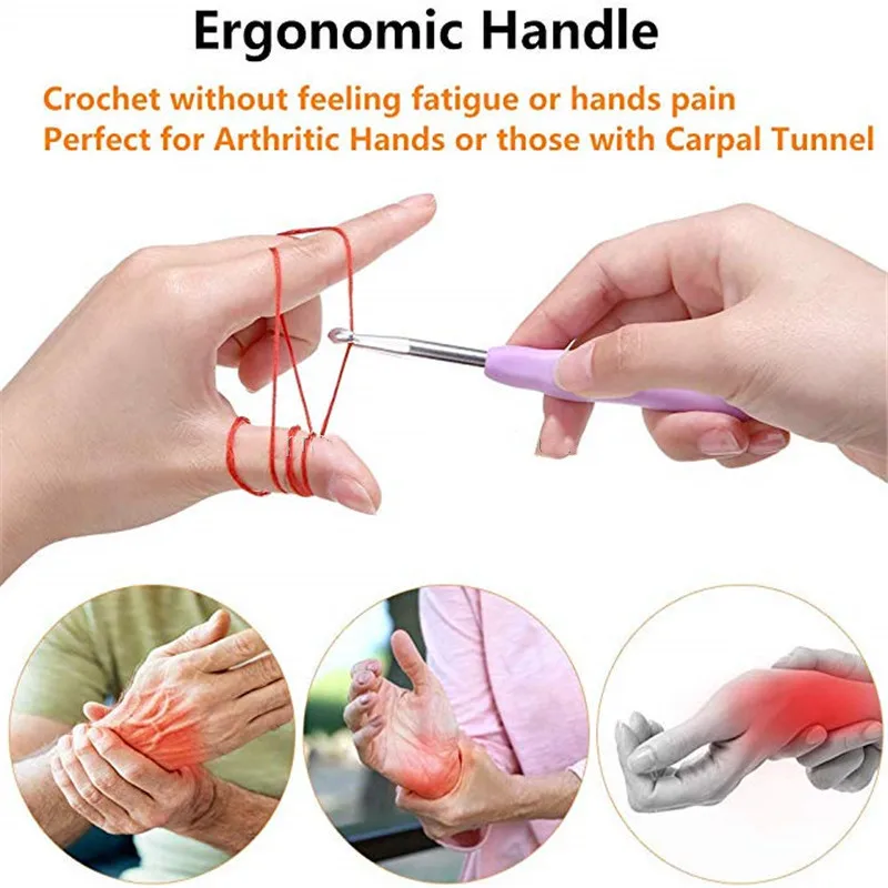 Hot Sale Sewing Kit 14 Sizes Ergonomic Handle Knitting Crochet Hooks Set With Case