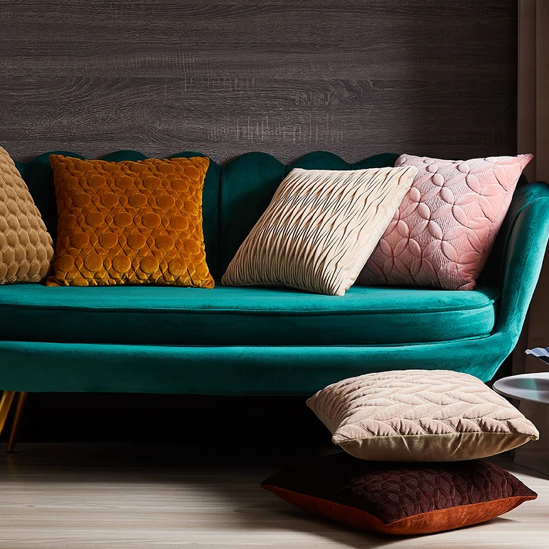 Monad High End Quality Luxury Decorative Geometric Quilted Embroidery Recycle Velvet Pillow Cushion Cover For Sofa Bed