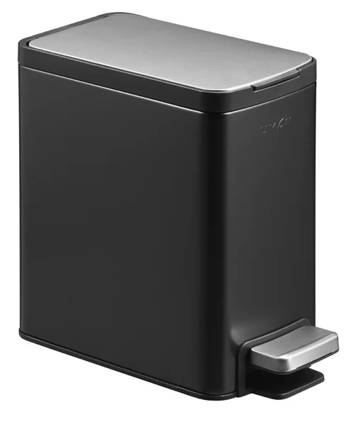 Stainless steel soft close lid slim pedal bin