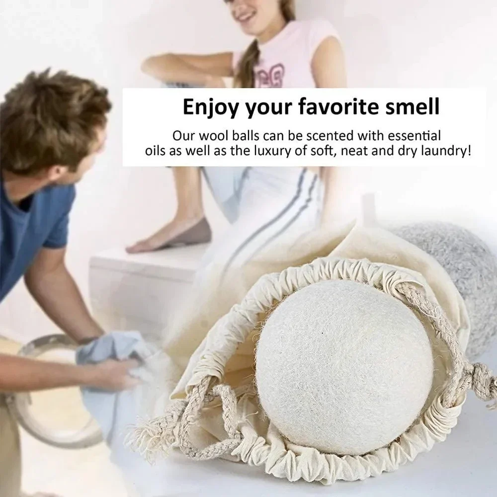 Hot Sale Home Reusable 6 Pack Wool Dryer Balls Natural Fabric Laundry Washing Balls for Drying Clothes Faster
