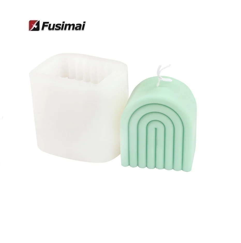 Fusimai South Korea Ins Silicone Candle Moulds U-Shaped Rainbow Bridge Arch Silicone Custom Candle Mold