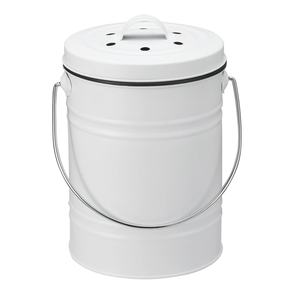 Galvanized steel 5L plastic inner liner kitchen food waste compost bin