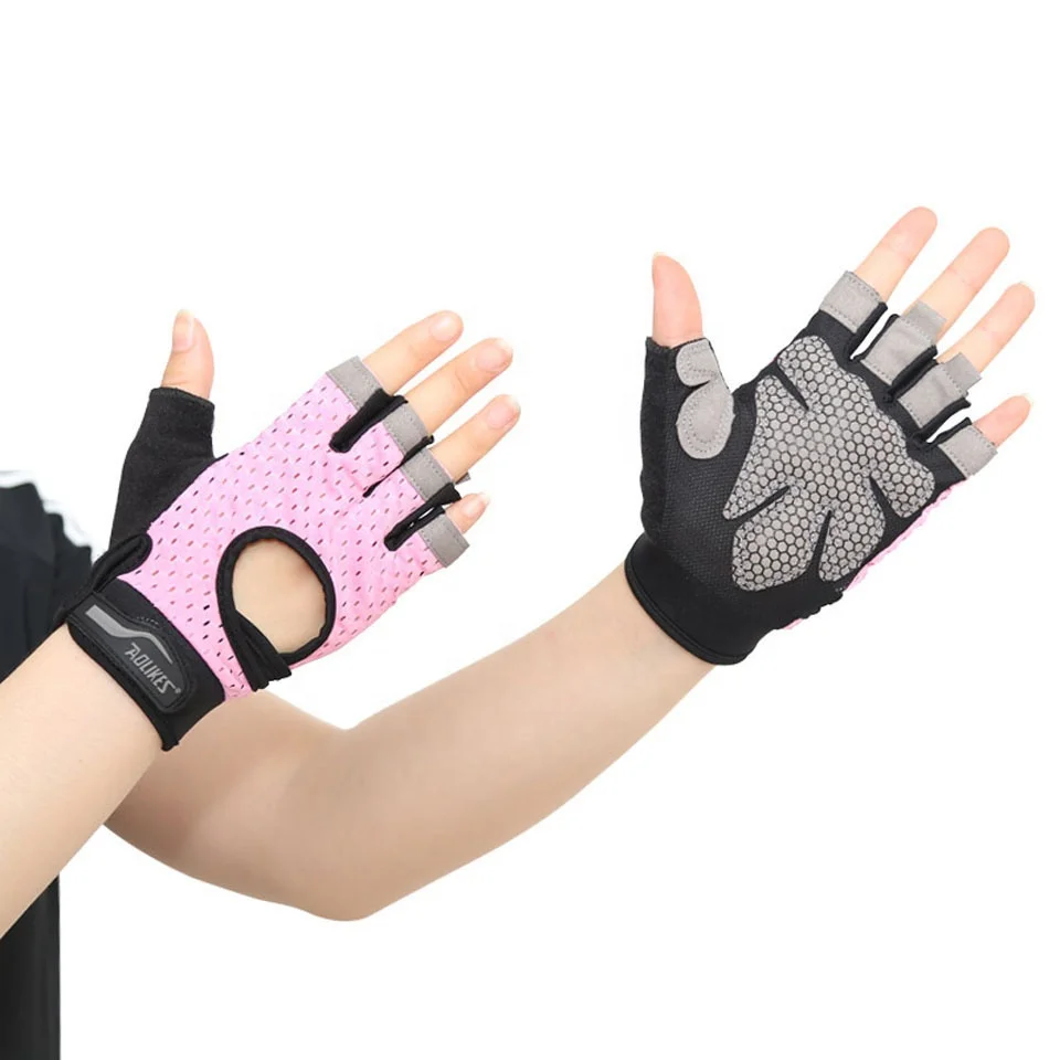 Half-Finger Gym No-Slip Fitness Exercise Microfiber Fabric Silicone Padded Palm Protection Weightlifting/Pull ups/Cycling Gloves