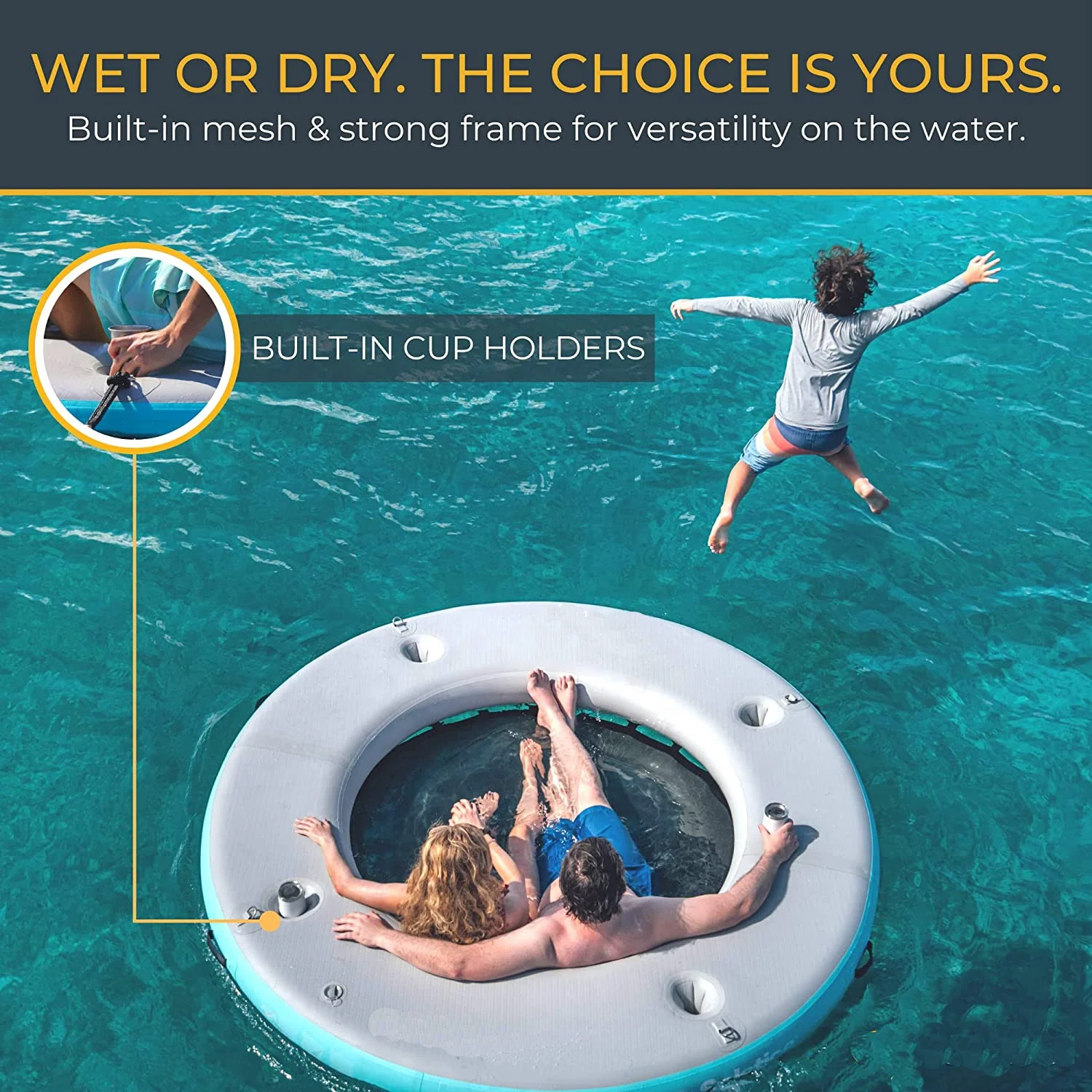 Inflatable Floating Dock Stable Platform Raft For Beach Lake Pool Up To 6 People Rafting And Recreation