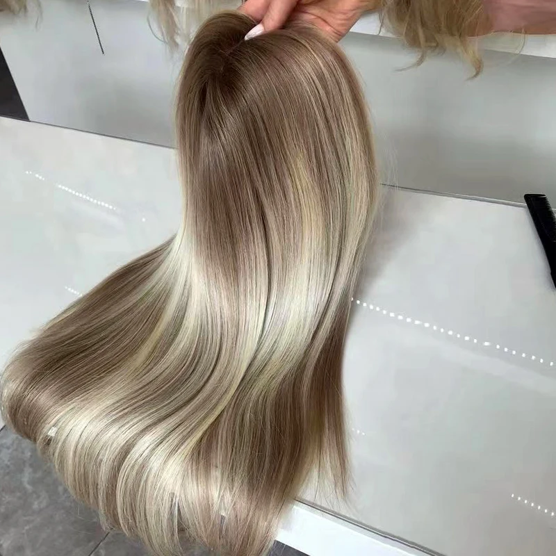 Silk Top Hair Topper 100% Brazilian Virgin Human Hair Toupee for Woman Blonde Color Jewish Hair Topper