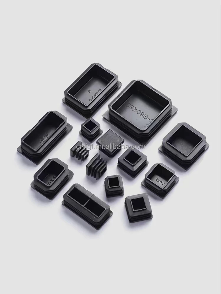 Factory Supply Plastic molding profile end plugs, square tubing pipes caps, plastic end caps for steel tube