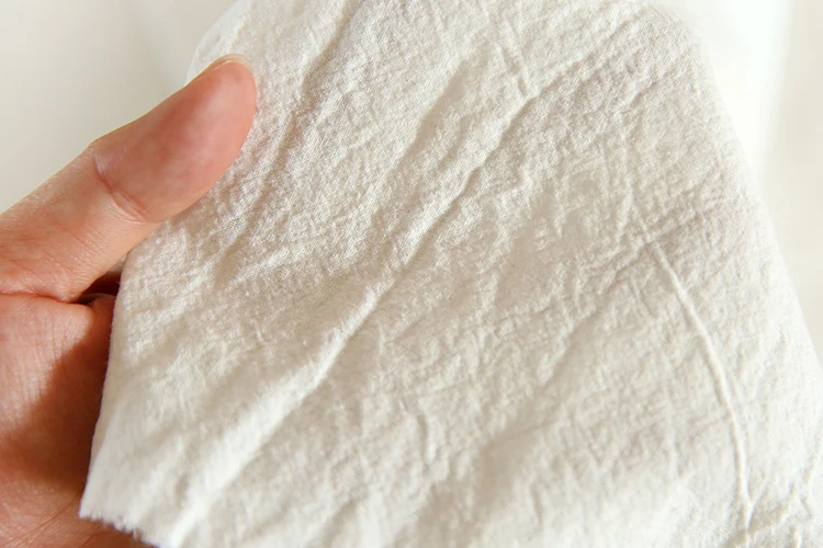 woven white fabric roll garment monks cloth fabric textured 100% cotton stone washed crinkle plain cotton fabric