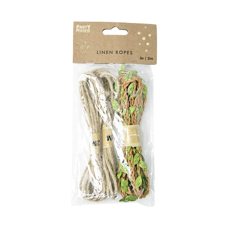 
631112 3pcs 2M Green leaves Linen Ropes Party Accessories Floral Wrapping String Packaging Material DIY Stuff Eco-friendly 