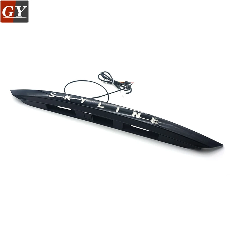 ABS V37 SKYLINE STYLE REAR TRUNK GARNISH W. LED ((GLOSS BLACK)) FOR INFINITI 14-17 Q50 Q50S 400R