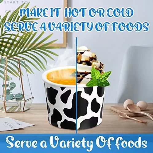 Custom Logo Printed 4oz 5oz Disposable Icecream Gelato Paper Cup Paper Snack Bowl With Cup