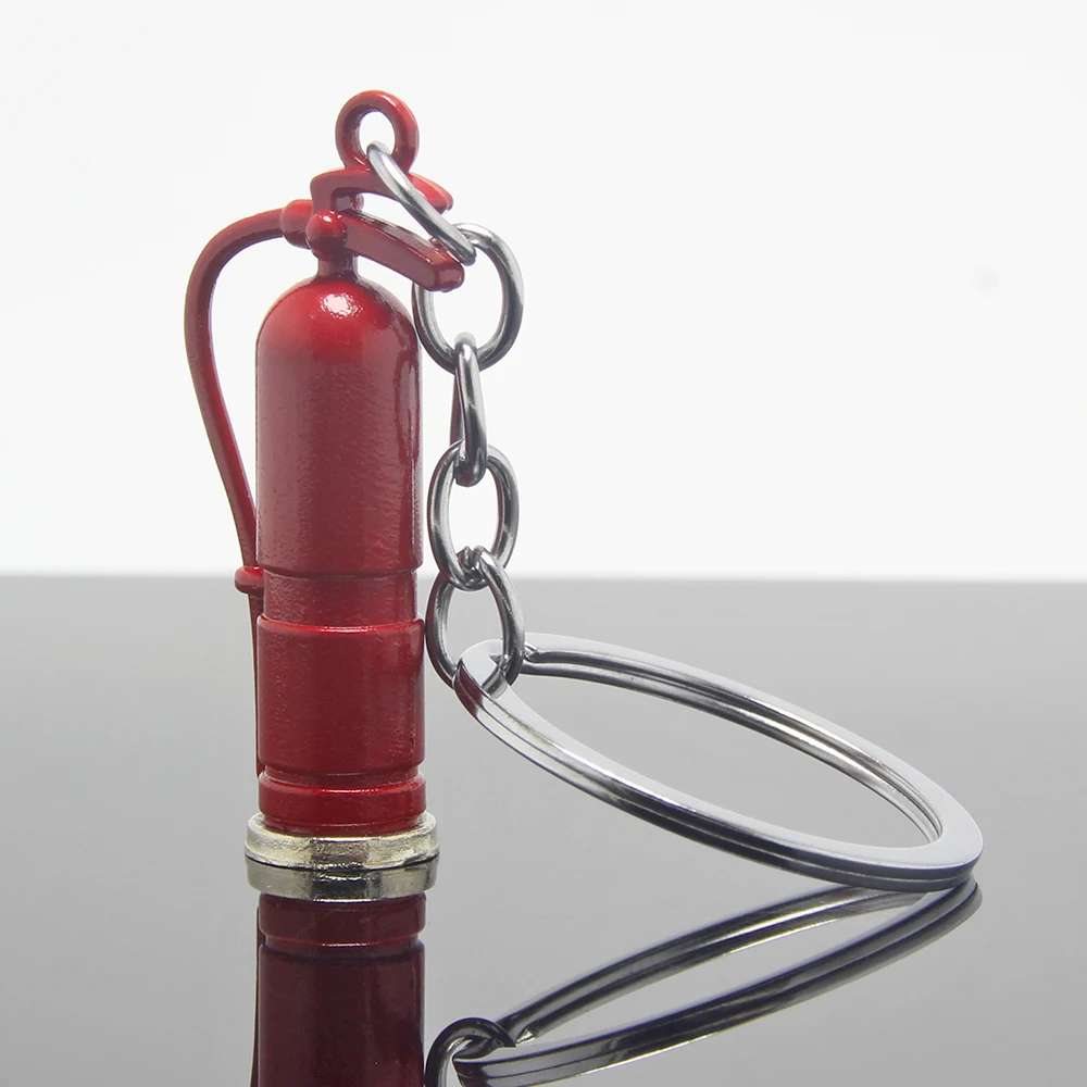 3D Mini Red Firefighters Key Chain Fire Gifts Keyring Safe Key Ring Holder Wholesale Metal Safelty Fire Extinguisher Keychain