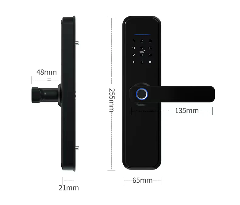 Tuya Wifi App Smart Doorlock Intelligent Biometric Fingerprint Smart Lock Safety Door Handle Keyless Lock
