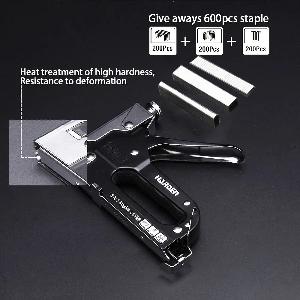 Цельнометаллический хромированный садовый строительный пистолет, ручной сверхмощный строительный пистолет 3 в 1, снаряжение для степлера 4-14 мм с ударным швом