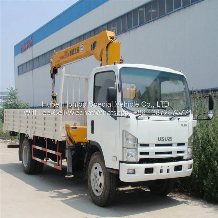 2021 New Japanese ELF NPR NMR 700P Cargo Truck with Crane with ISUZU Chassis 5T Straight Telescopic Stiff Boom