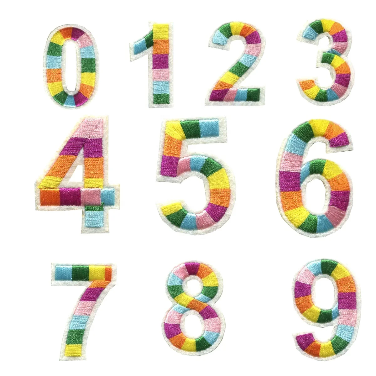 Hot sale Custom Embroidery Patch Iron-on Rainbow Multicolor 50mm high Letter Patches for Clothing Fabric Design Embroidery Patch