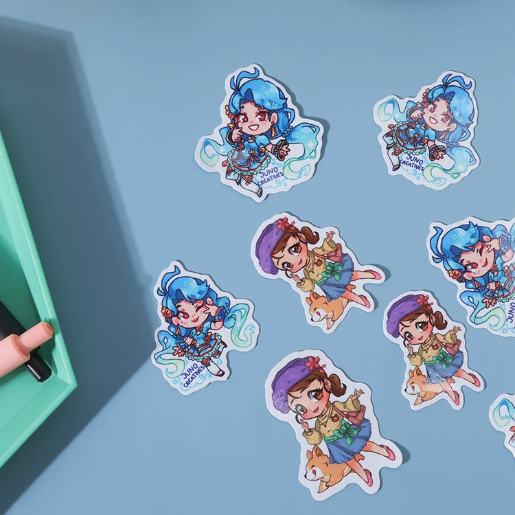 Juno Creative Custom Printing Holographic Vinyl Stickers Die Cut eco-friendly mixed colors PVC material stars Holographic sticke