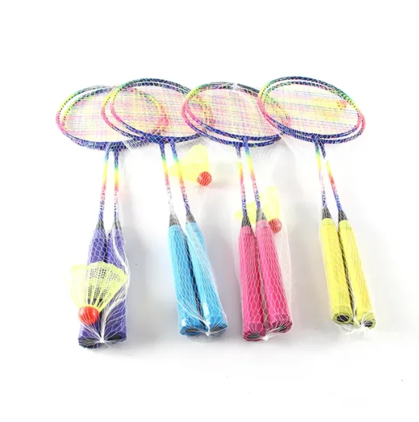 Decoq Hot Original Wholesale Cheap Beginner Outdoor Double Beach Kids Baby Games Iron Alloy Junior Badminton Rackets Set