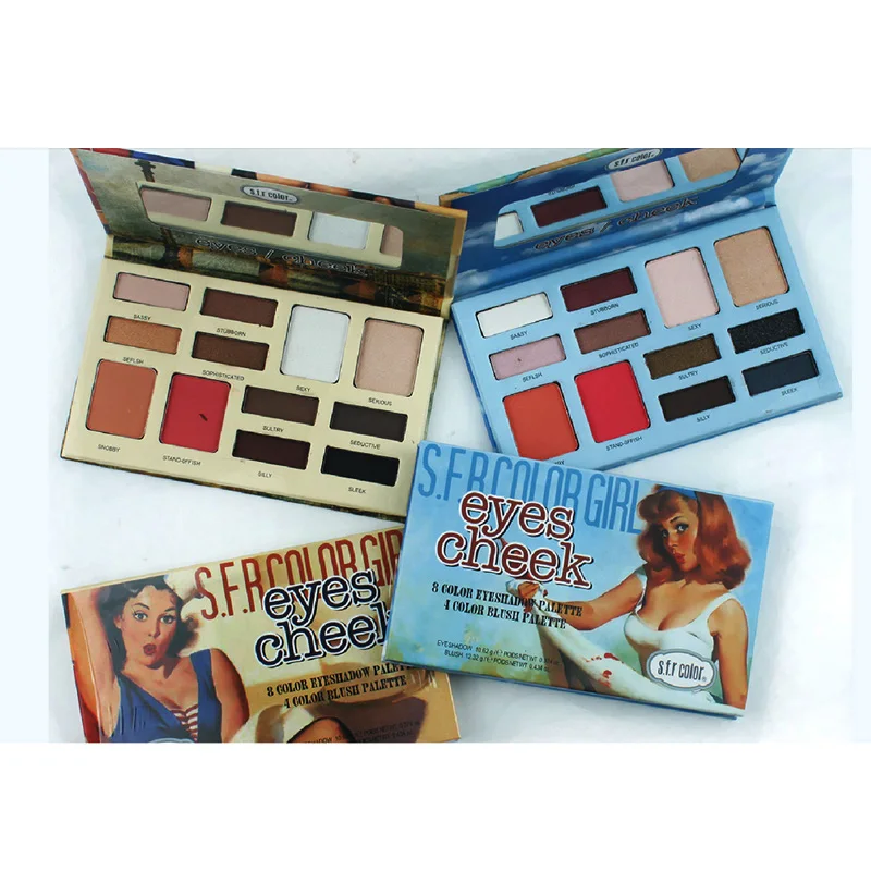 Neon Eyeshadow Pigments Custom Private Label Shimmer Matte Cheek Blush Powder Face Make Up Palette Cardboard