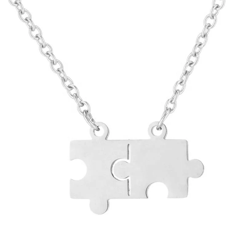 stainless steel puzzle necklace set best friend necklaces for 2