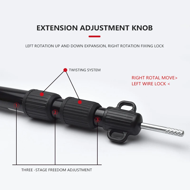 Outdoor Retractable Aluminum Ceiling Rod 2.3m-3m Adjustable 3-section Tent Door Bracket Portable Strut 30mm Thicker