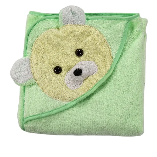 china factory organic 100% cotton terry custom 85*85cm embroider dog print animal hooded towel pattern baby towel