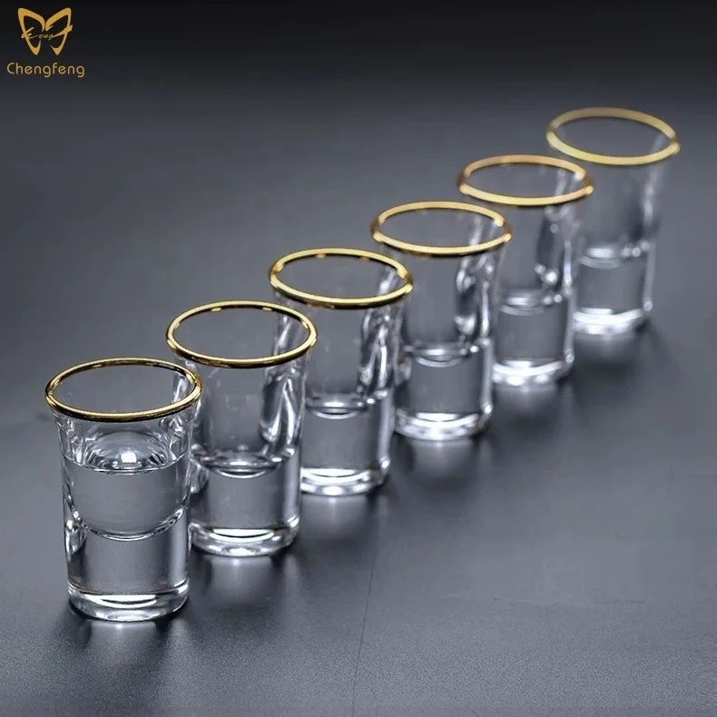 15 ml Gold rim Shot Glasses With Gold Rim - Hand Made Custom Vodka Shot Glass