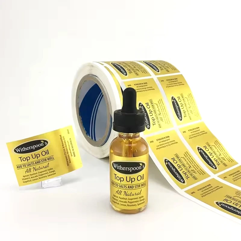 Customized Luxury Aluminium Vinyl Gold Foil Private Logo Glass Bottle Label Custom Printed Cosmetic Perfume Sticker