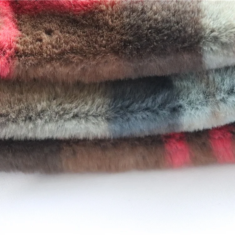Wholesale 100% polyester High quality new product Checks rabbit faux fur fabric for home
