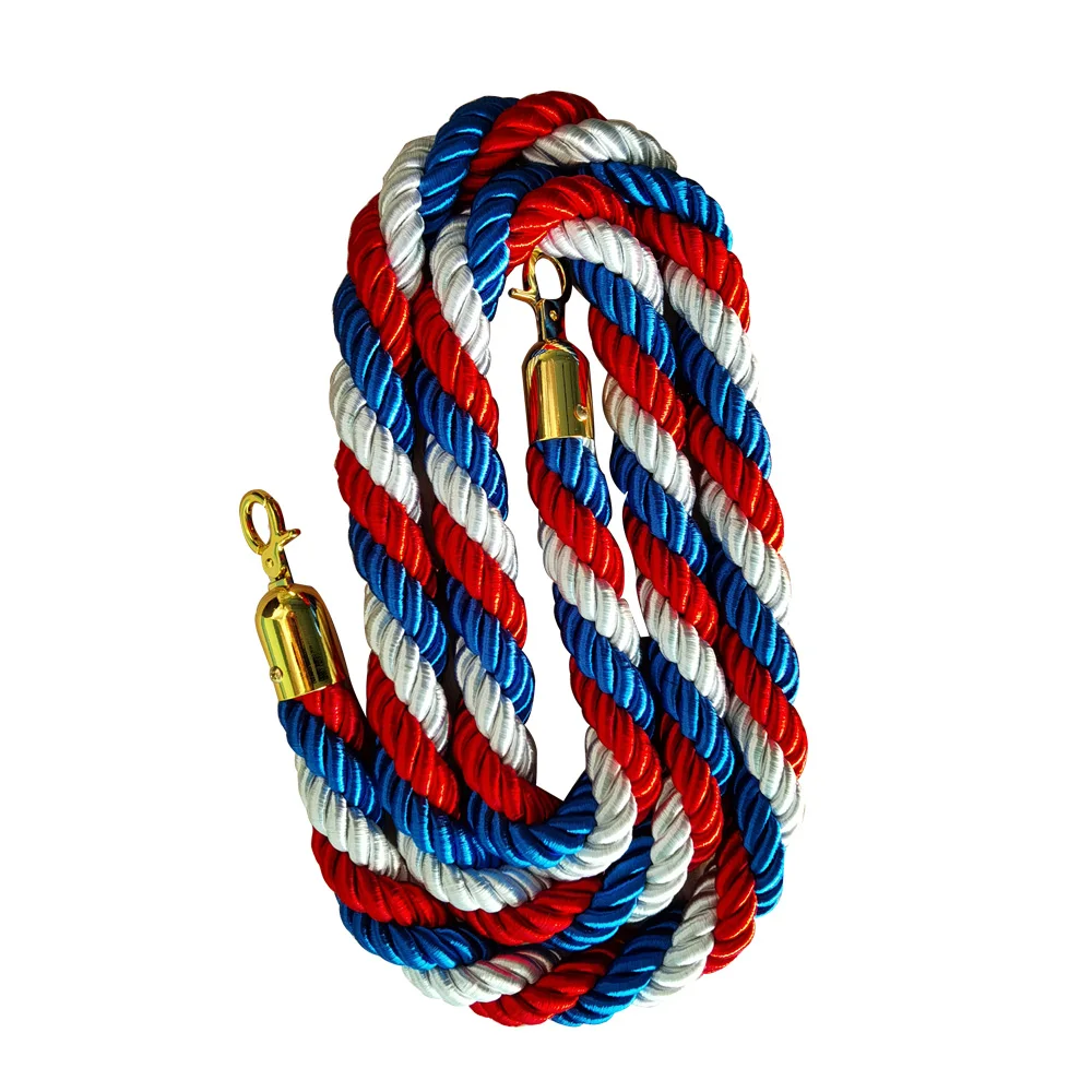 3 color Accessories Queue Stand Braided Cord Rope Barriers Gold outdoor stanchions and set braided rope for barrier