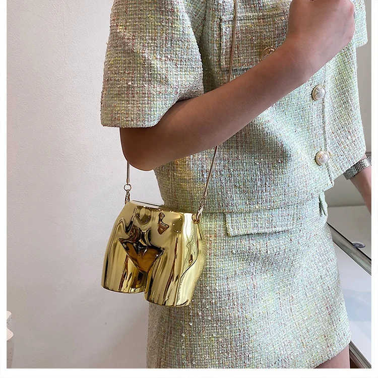 Роскошные Дизайнерские золотистые дамские сумочки, миниатюрная сумка из ПВХ в стиле хип-хоп, кошельки на цепочке на плечо, популярная Праздничная сумка на плечо, 2023