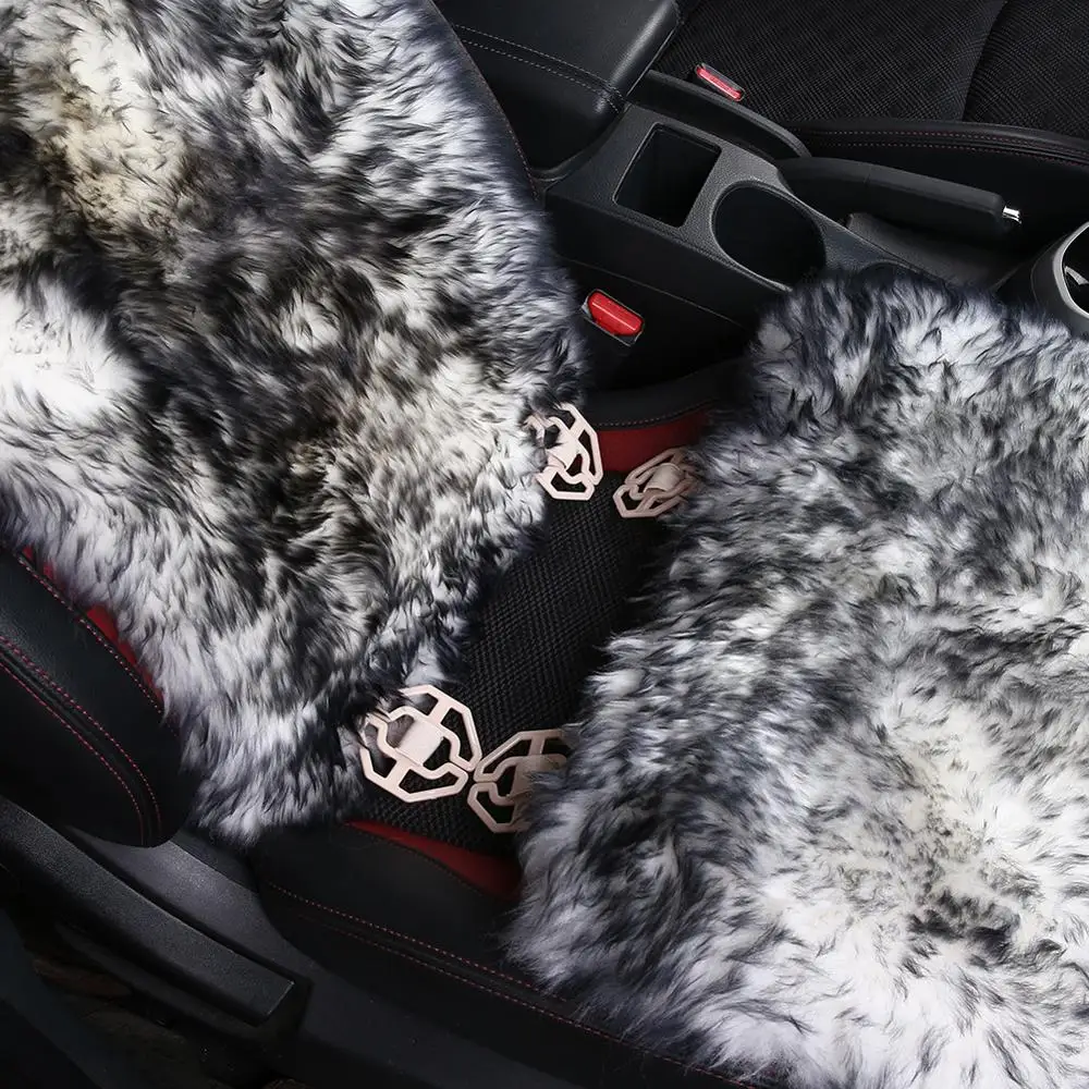 
Sheepskin fur Car Seat Covers, Universal Size Australian long Wool Car Seat Cushion for Adult Man Women, 1 Piece Seat 