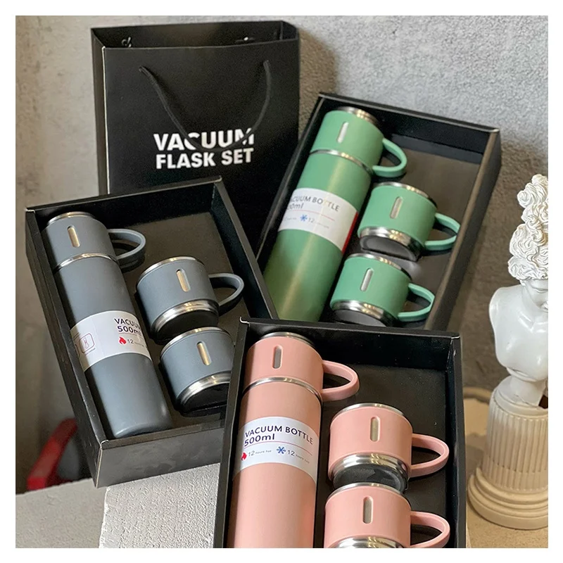 Manufacturer Bottles 500ml Thermos 304 Stainless Steel Vacuum Insulated Flask Thermos Cafe Chaud Travel Water Bottle Set