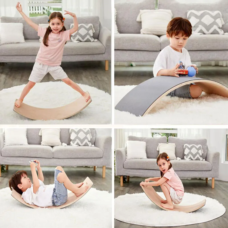 Seesaw Child Wood Balance Board Kids Game Wobble Board Balance Workout Twist Plates Fitness Training Plate Exercise Equipment