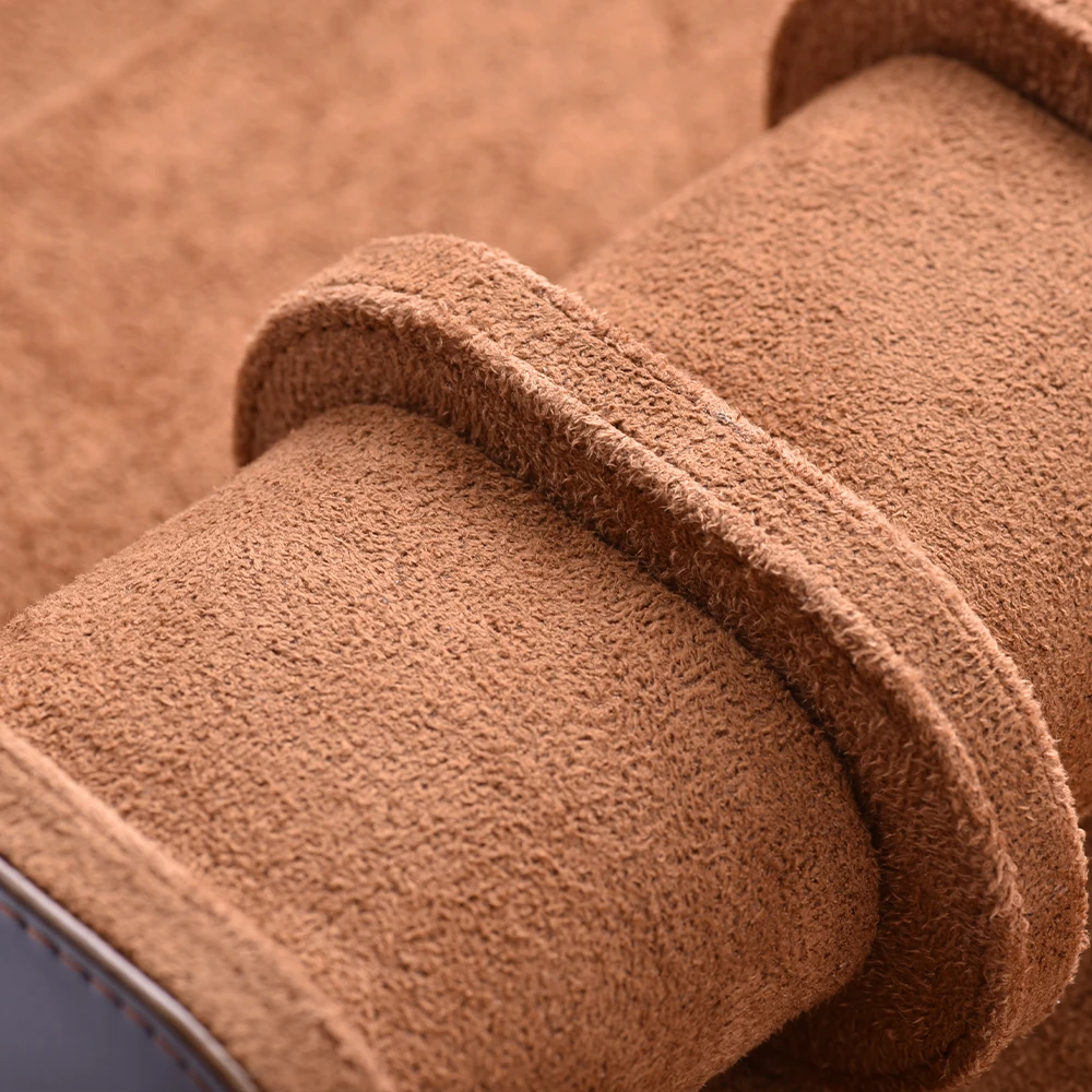 Juelong Black Saffiano Watch Roll Genuine Leather Travel Watch Roll Case For 3 Watches