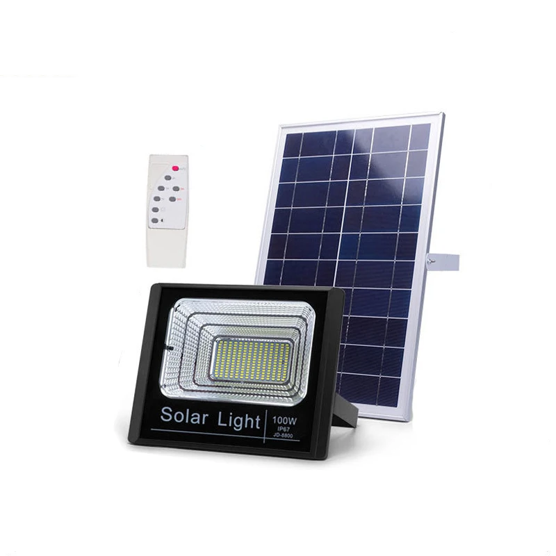 100W High Brightness IP67 Waterproof Solar Flood Light Control Street Outdoor Garden Lighting Lamp with Infared Remote Control