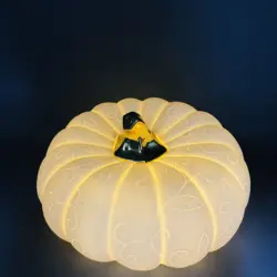 China manufacturer home decor porcelain Halloween flat pumpkin LED