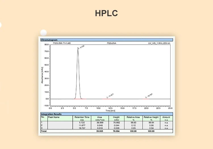 PQQ Disodium Salt Powder Bulk 98% Purity with Best Price