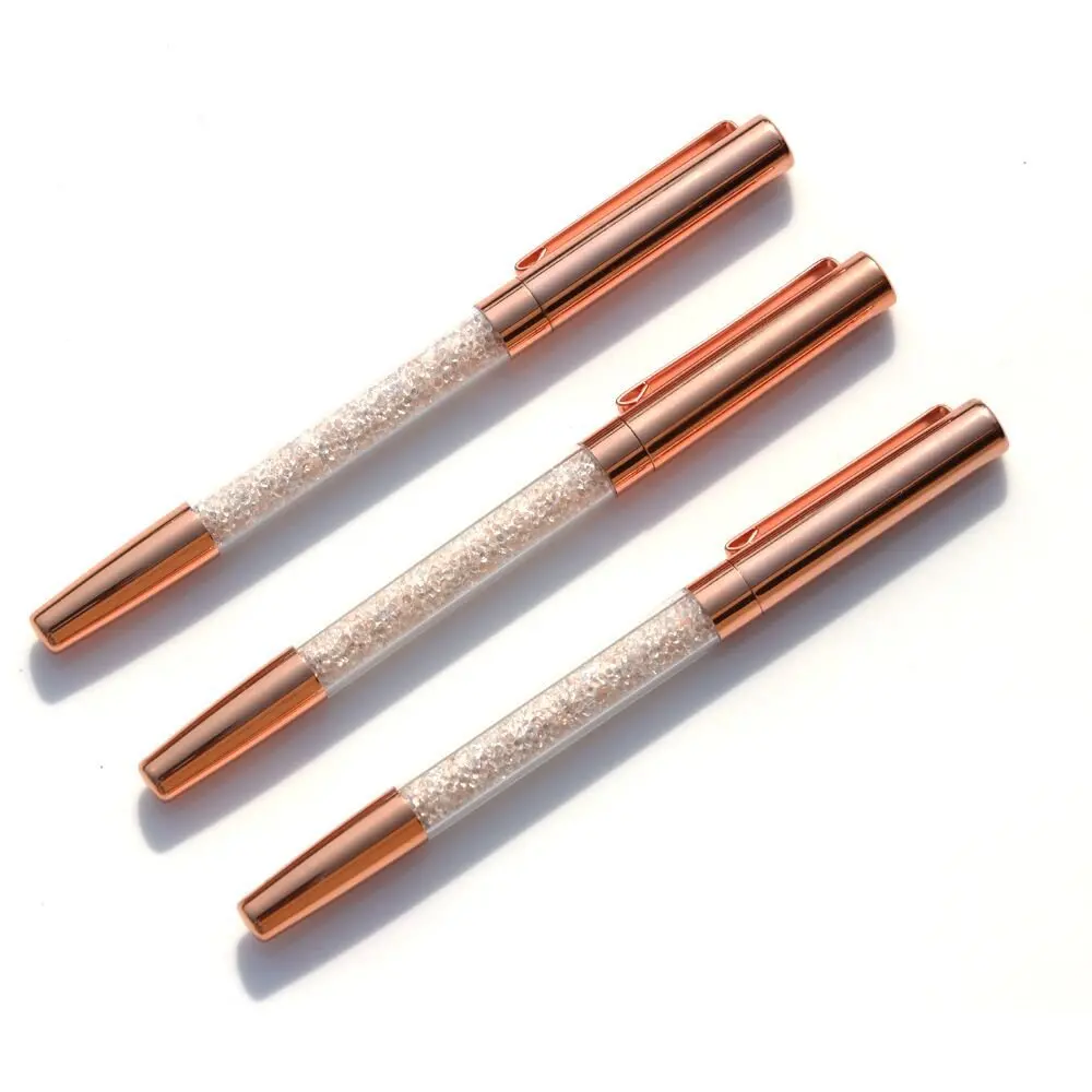 Ladies fancy items rose gold boligrafo custom brand crystal gel pen