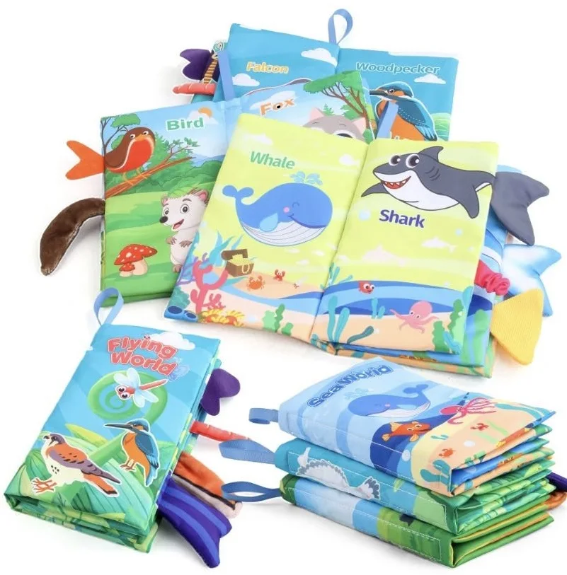 Baby Cloth Book Kids Early Learning Develop Cognize Reading Puzzle Books Interactive Soft Rustle Sound Baby Toys