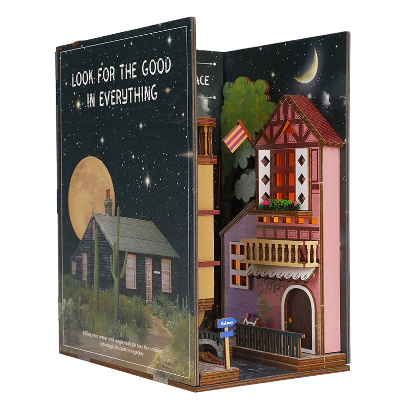 Dreamland Of Alasce DIY Wooden Dollhouse Bookshelf Alley Book Nook