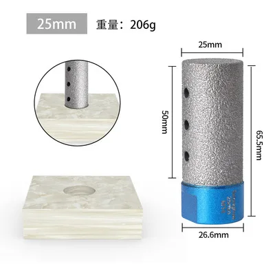 20mm Vacuum brazed diamond milling cutter finger bit for granite marble ceramic